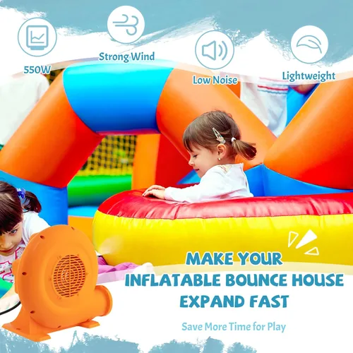 Miniatura 8 de HONEY JOY Tobogán acuático inflable, parque acuático inflable 7 en 1 con dos toboganes, pared de escalada y piscina de salpicaduras, manguera
