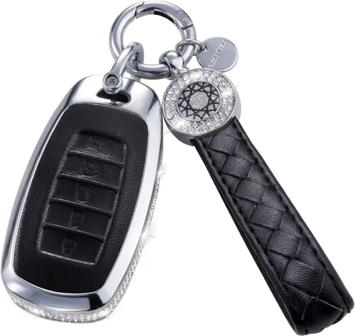 Miniatura 34 de Funda para llavero compatible con Volvo, cuero negro con cristal de protección de 360 grados para XC90, XC60, XC40, S60, S90, V60, V90, Polestar 1