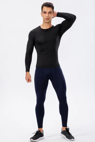 Miniatura 8 de Camiseta de compresión para hombre, manga larga, atlética, entrenamiento, camiseta deportiva activa, capa base, camiseta de ajuste seco