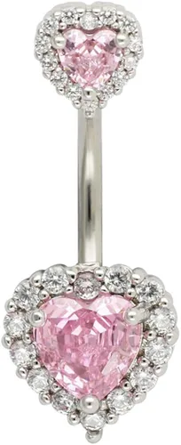 Excepro - Anillo para ombligo de acero inoxidable quirúrgico 316L chapado PVD con circonita cúbica multicolor en forma de corazón anillos brillantes