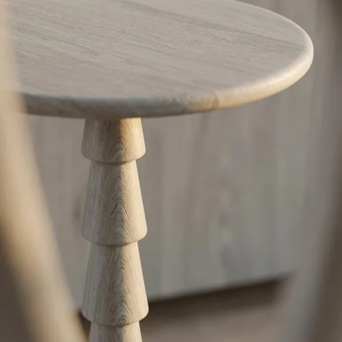 Miniatura 4 de Relso Sakala Mesa de Bebidas de Madera Maciza de Mango - 24 Pulgadas de Alto, Elegante Mesa Lateral, Mesa Terminal Moderna para Sala de Estar