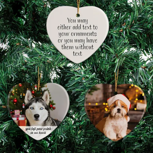 Miniatura 2 de Adorno de Navidad personalizado con foto de corazón 2025 con cualquier imagen, carga cualquier foto, texto opcional, recuerdo, cerámica, adornos