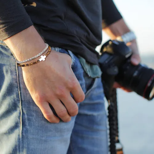 Miniatura 2 de GAVU Pulsera de cristal con cruz de joyería religiosa