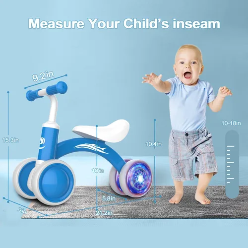 Miniatura 2 de Gamfeiny Colorful Lighting Baby Balance Bike Toys for 1 Year Old Boy Girl Gifts, 10-36 Month Toddler Balance Bike, No Pedal 4 Silence Wheels & Soft