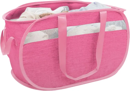 Miniatura 14 de Cesta plegable para la ropa sucia duradera con 2 compartimentos para clasificar y almacenar, cesta portátil para ropa sucia para dormitorio, cuarto