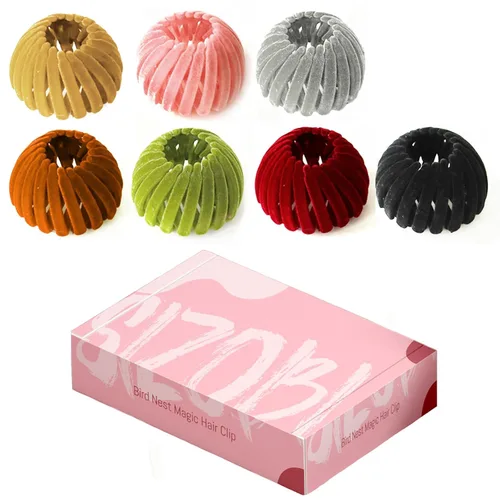 Miniatura 12 de Pinza de pelo mágica de nido de pájaro, accesorio para hacer moños, para cabello grueso y fino, 4 Negro