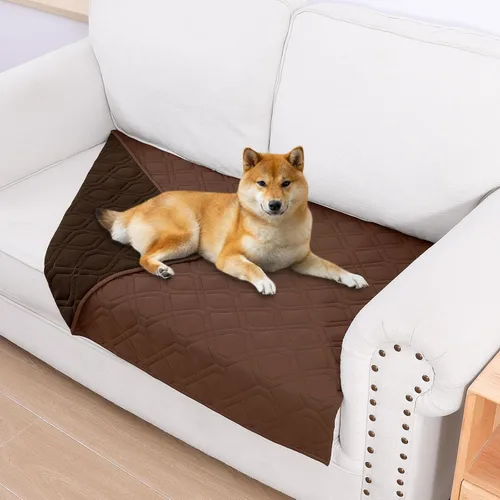 Miniatura 134 de Smiry Funda impermeable para cama de mascota, suave y lavable, para muebles, cama, sofá, reversible, a cuadros (30 x 53 pulgadas, color beige/beige)