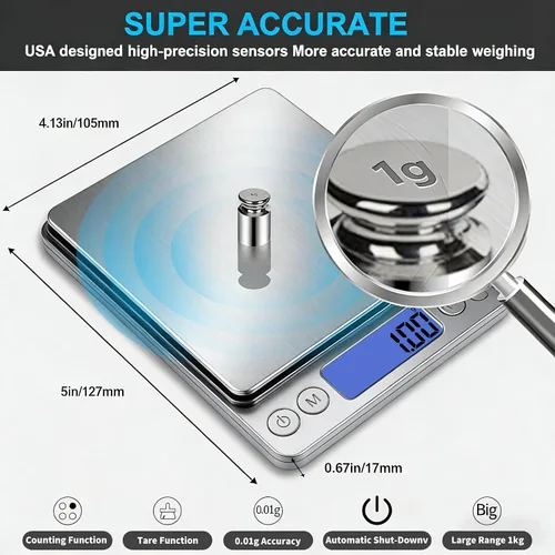 Miniatura 3 de Báscula digital de gramos, 35.27 oz/0.00 oz, báscula para alimentos y gramos, báscula de cocina con carga USB mejorada para cocinar, hornear