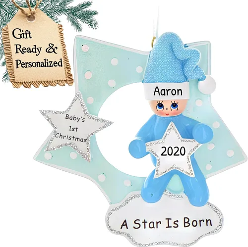 Adorno 3D personalizado para la primera Navidad del bebé 2025 para niño | Adorno de la primera Navidad del bebé 2025 Adornos de bebé para árbol de
