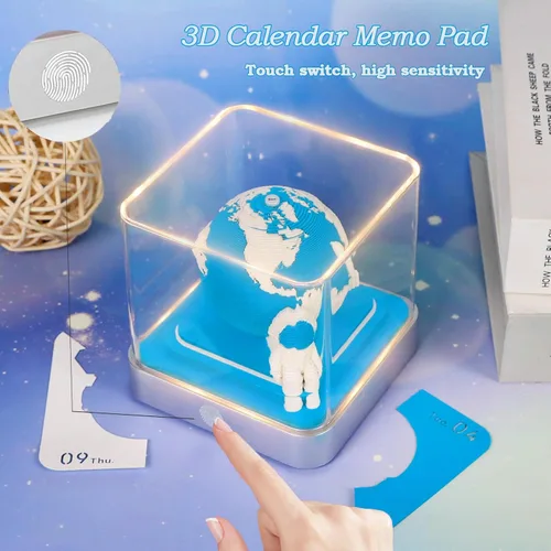 Miniatura 3 de RSLIPIN Bloc de Notas 3D Pieza de Tiempo Calendario 2026, Calendario 3D 2026 Calendario de Escritorio con Luces Notas de Bricolaje Bloc de Notas