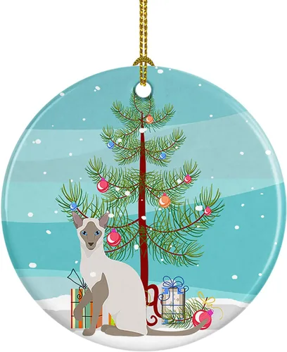 Miniatura 43 de Caroline's Treasures Adorno de cerámica con texto en inglés "Merry Christmas" para colgar en el árbol de Navidad, decoración para el hogar, Navidad