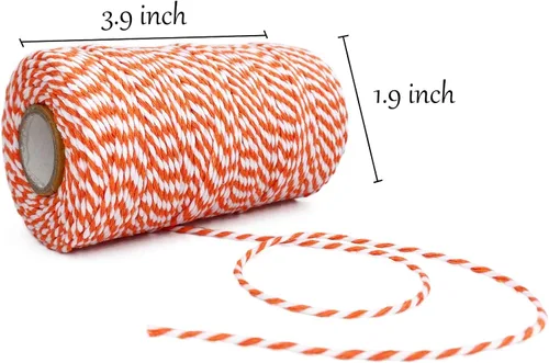 Miniatura 2 de Leecogo Cordel para panaderos, cordel de algodón naranja y negro, 656 pies, cordel de carnicero para envolver regalos de Halloween, manualidades