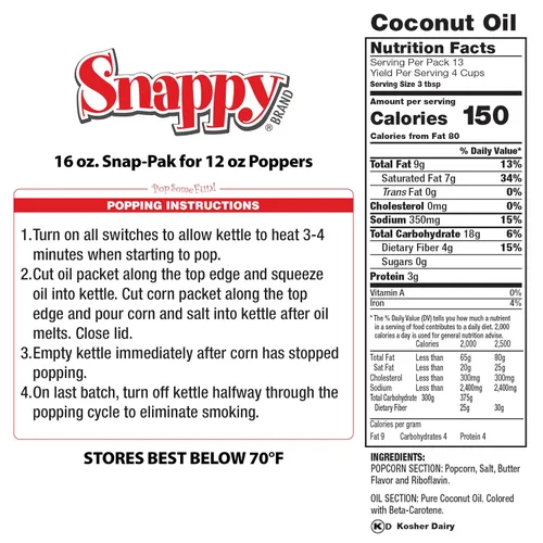 Miniatura 2 de Snappy Snap-Paks - Paquetes de porciones de palomitas todo en uno para máquina popping de 12 onzas, granos, aceite y sal, 24