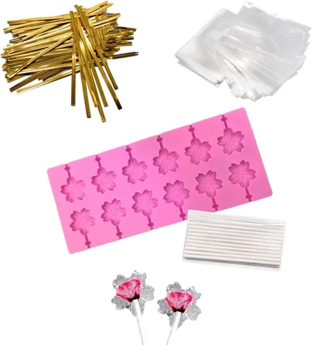 Miniatura 8 de Moldes de silicona para piruletas de 12 cavidades, molde de caramelo duro de chocolate con 50 palitos para piruletas de 4 pulgadas, bolsas