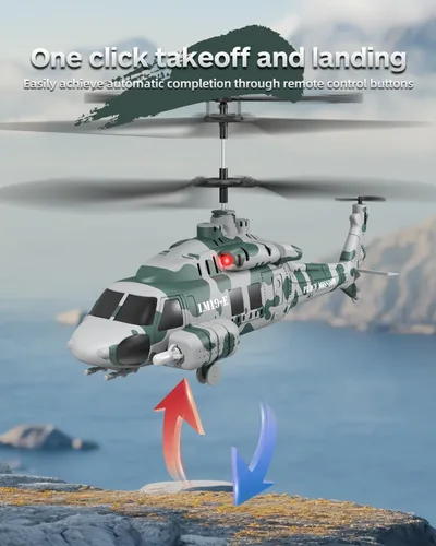 Miniatura 5 de Helicóptero RC, LM19-E Helicóptero de control remoto de 2.4 GHz con 10 misiles lanzables, luz LED, retención de altitud, despegue con una tecla