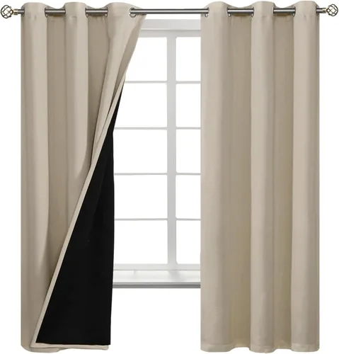 Miniatura 8 de BGment Cortinas 100% opacas con aislamiento térmico para dormitorio con forro negro, doble capa, oscurecimiento de toda la habitación, reducción
