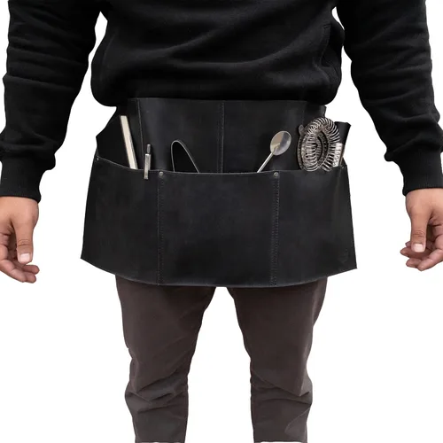 Miniatura 5 de Hide & Drink, Delantal de cintura, bolsillos remachados, accesorios de camarera y camarero, pantalones cortos de servidor, cuero de grano completo