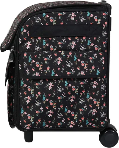 Miniatura 7 de Everything Mary Bolsa para máquina de serger rodante, funda de transporte floral negra para máquinas Overlock, compatible con Brother, Singer
