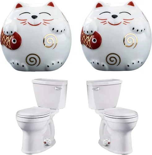 Miniatura 10 de WANSHUNLMI Tapones de pernos de inodoro de hongo rojo, tapas de pernos de inodoro altos de hongo de cerámica, bonita decoración de baño, fácil Rojo