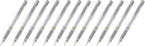 Pluma de punta rodante Uni-Ball Signo UM-153, tinta de gel, con Punta amplia, de 1.0 mm, paquete de 3 unidades, plateado, (Silver Ink) 12 unidades