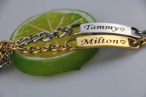 Miniatura 5 de BBFirst Pulsera personalizada de acero inoxidable grabada con letras de nombre personalizables para hombres