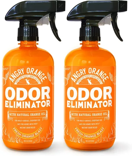 ANGRY ORANGE Eliminador de olores de mascotas para orina de perros y gatos, manchas de alfombras y olores fuertes, limpiador de cítricos con aceite