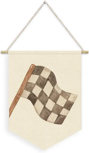 Miniatura 18 de Banderín de Lino con Signo de Paz a Cuadros para Decoración, Bandera Colgante de Pared para Sala de Juegos, Habitación de Niños, Guardería, Sala