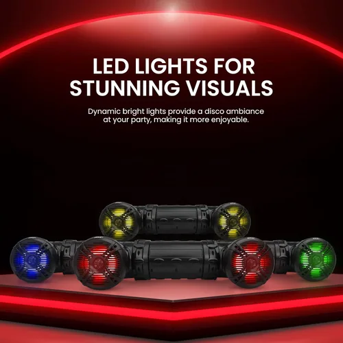 Miniatura 4 de Altavoces Bluetooth Pyle 800 Vatios Sistema de Sonido Amplificado de 6.5 Pulgadas con Luces LED Multicolor, Altavoces Inalámbricos Bluetooth Marinos