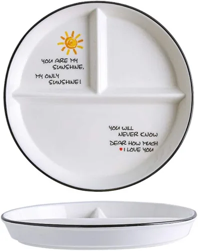 Miniatura 6 de 1 pieza Placa de porción de dinosaurio de cerámica dividida para una alimentación racional, plato de postre dividido, plato de ensalada, plato
