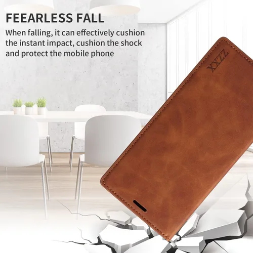 Miniatura 7 de ZZXX Funda tipo cartera para Samsung Galaxy S22 Ultra con bloqueo RFID, ranura para tarjetas, función atril, magnética, de piel suave, para Samsung