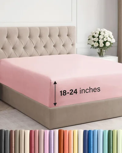 Miniatura 47 de Sábana bajera ajustable extra profunda tamaño completo – Sábana bajera individual de lujo para hotel únicamente – Se adapta fácilmente a colchones