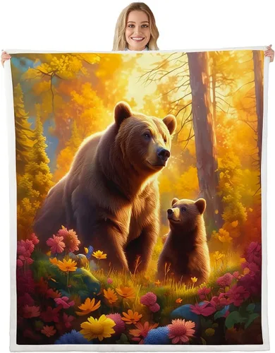 Miniatura 11 de Manta de cama Sherpa con diseño de perro de caza y aves silvestres, manta de franela de forro polar de 40 x 50 pulgadas para sofá, estilo granja