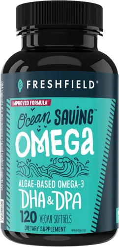 Miniatura 12 de Freshfield Omega 3 vegano, aceite de algas (algas), empresa libre de aceite de pescado, probado por terceros, sin carragenano, suplemento de DHA