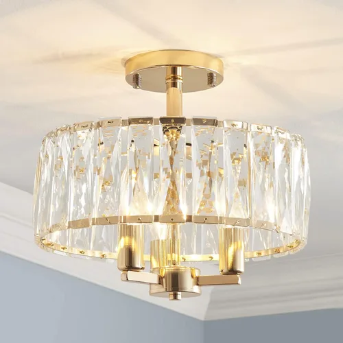 Miniatura 19 de AGV LIGHTING CL003F - Lámpara de techo de cristal K9, moderna lámpara de techo semiempotrada, perfecta para sala de estar, dormitorio, comedor, D13
