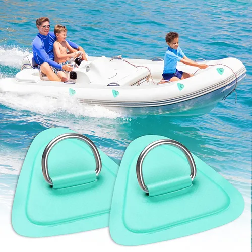 Miniatura 3 de TOBWOLF 6 Pack 3.54" / 9cm Stainless Steel D-Ring Patch for Inflatable Boat Kayak Dinghy SUP, Triangular D-Ring PVC Patch Stand-Up Paddleboard Canoe
