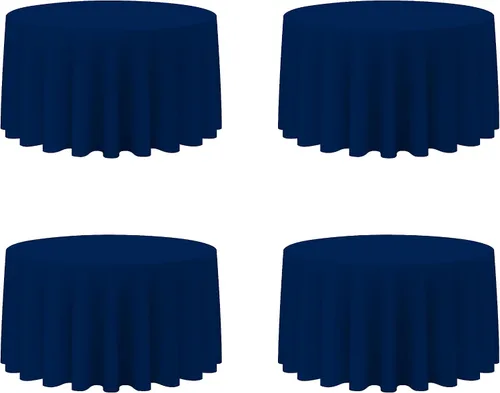 Miniatura 88 de BRILLMAX Paquete de 4 manteles redondos color azul rey de 132 pulgadas, tela de lino de poliéster lavable a granel, para bodas, recepciones, Azul