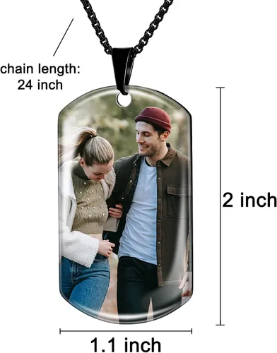 Miniatura 4 de Fanery Sue Collar con imagen en el interior, collar con foto personalizada, etiqueta de perro personalizada, collar de cadena, colgante militar
