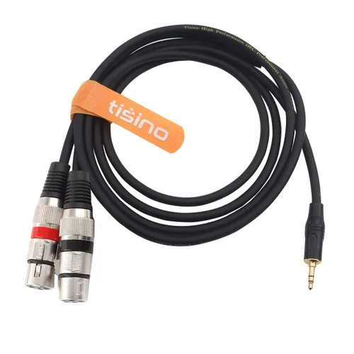 Miniatura 2 de Tisino Cable de micrófono estéreo XLR doble a 0.138 in, 2 XLR hembra a 1/8 pulgadas Mini Jack Y-Splitter Cable de micrófono de plomo de 3.3 pies