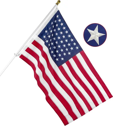 Miniatura 5 de Bandera estadounidense de 4 x 6 pies: de larga duración, hecha de nailon, con estrellas bordadas, rayas cosidas, ojales de latón y protección