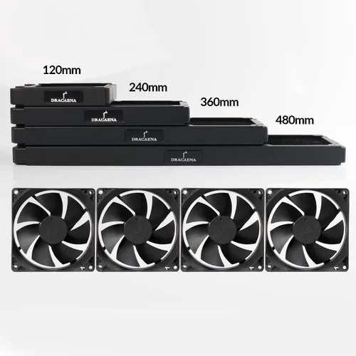 Miniatura 8 de greenDracaena.io 120mm - 28mm/1.1 pulg. de espesor Radiador de computadora, Enfriador de agua de cobre de 14 tubos para disipador de calor de CPU