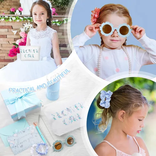 Miniatura 5 de Sieral Juego de 9 Piezas de Regalos de Propuesta para Niña de Flores, Vaso Personalizado para Niña de Flores con Pajita, Caja de Regalo para Novia