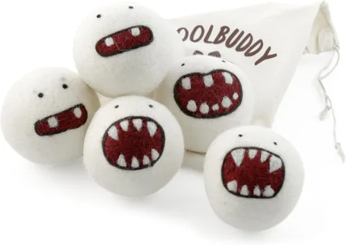 Miniatura 2 de Woolbuddy Monster Dryer Balls (paquete de 6) - Lindos personajes de lana hechos a mano, suavizante de tela natural, regalo ecológico para familias