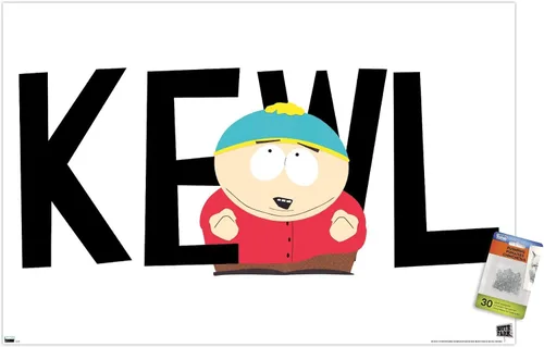 Trends International South Park Cartman Kewl - Póster de pared, 22.37 x 34.00 pulgadas, paquete de póster premium y alfiler
