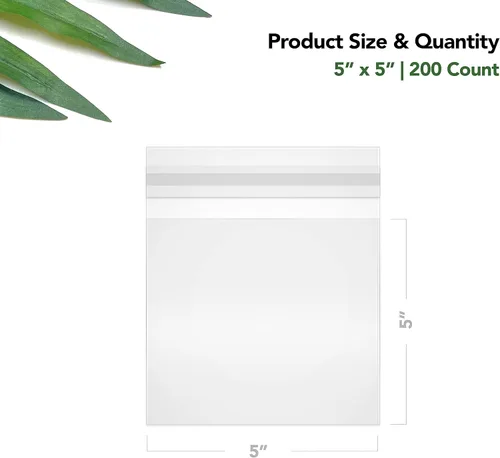 Miniatura 2 de Bolsas de celofán Seal Fresh de 5 x 5 pulgadas, paquete de 200 — Bolsas transparentes autoselladas resellables para galletas, dulces, pasteles