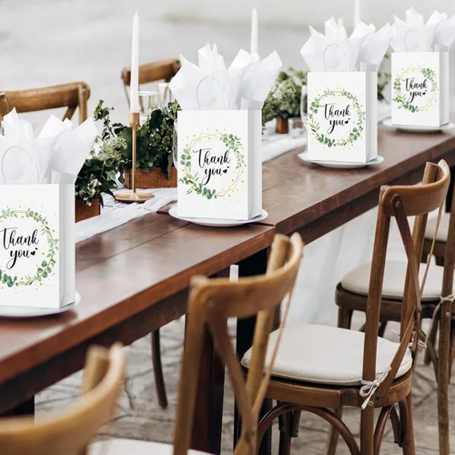 Miniatura 4 de Tinlade 30 bolsas de regalo de agradecimiento con papel de seda dorado con asa para graduación, negocios, compras, boda, ducha, regalos de fiesta