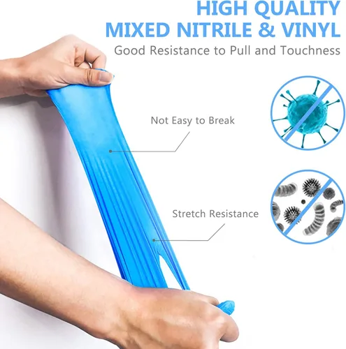 Miniatura 2 de squish Guantes desechables, color azul, de vinilo Synmax, guantes de examen no estériles, sin polvo, sin látex, suministros de limpieza, seguros