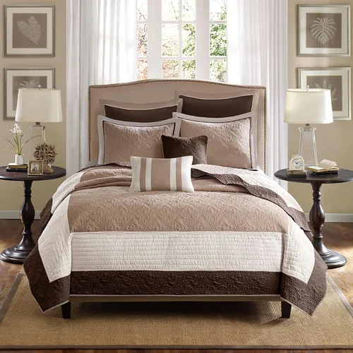 Madison Park Attingham - Juego de edredón reversible, colcha transpirable para todas las estaciones, capas de ropa de cama ligeras y acogedoras,