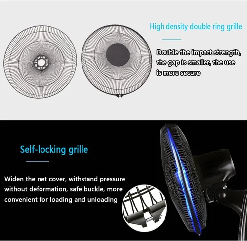 Miniatura 6 de Ventilador de Pared para Habitación De Niños, 60 W, Color Negro, 3 Velocidades, para El Hogar, El Dormitorio Y La Oficina, Negro-16.3 pulgadas