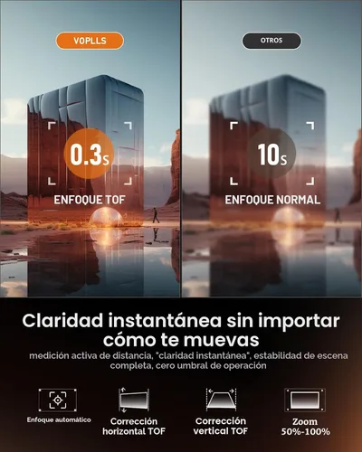 Miniatura 4 de [Aplicación con licencia oficial y audio DoIby] Mini proyector inteligente con WiFi y Bluetooth, proyector portátil VOPLLS para exteriores 4K Dorado