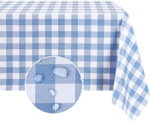 Miniatura 10 de Romanstile Mantel rectangular de vinilo, 100% impermeable, mantel de plástico a cuadros de búfalo, resistente y lavable para exteriores, campamento